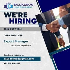 Marketing & Export Manager/ Required Urgently/Jobs Available Sialkot