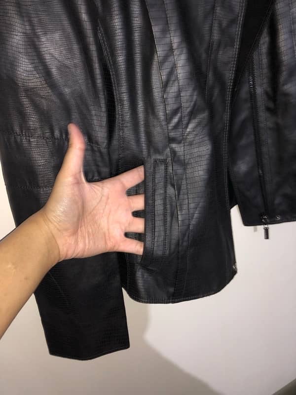 Black Faux Leather Jacket (original) 4