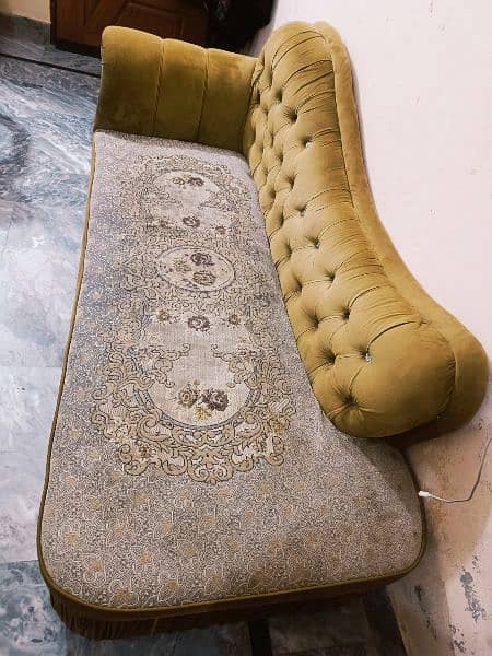 Dewan Sofa Embroided 3 Seater Golden Color 2