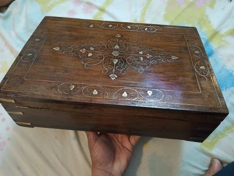 jewellery box made in sheshamwood with brass floral work 1