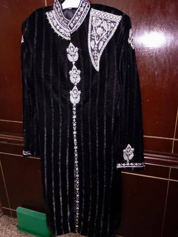 velvet black sherwani 2