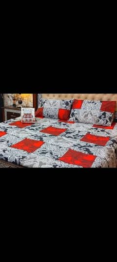 3 pcs Cottom Mix Printed Double Bed Sheet