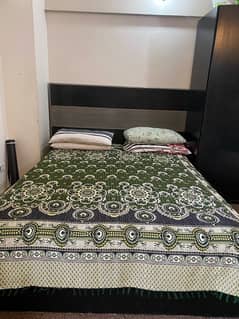 Queen Size bed With 1 side table Mattress not included