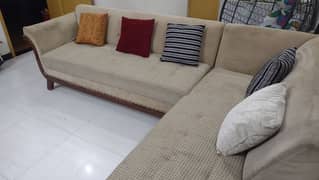 L shaped Jute Sofa Set With Cushion For Sale