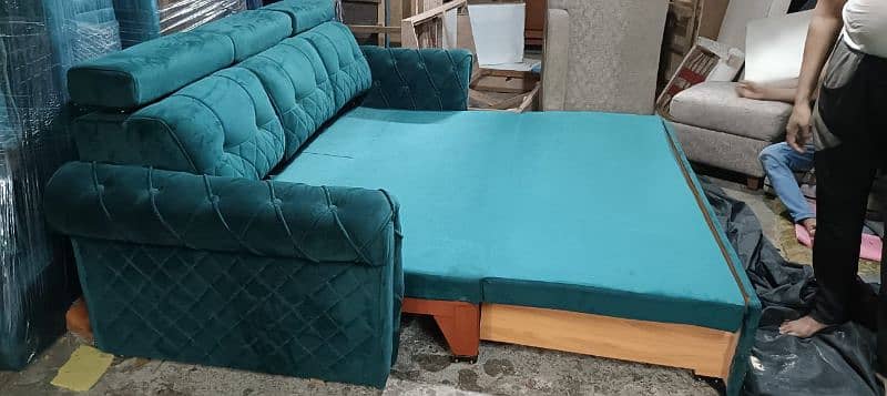 Sofa come Bed And L shaped sofa dono urgent sale delivery available 4