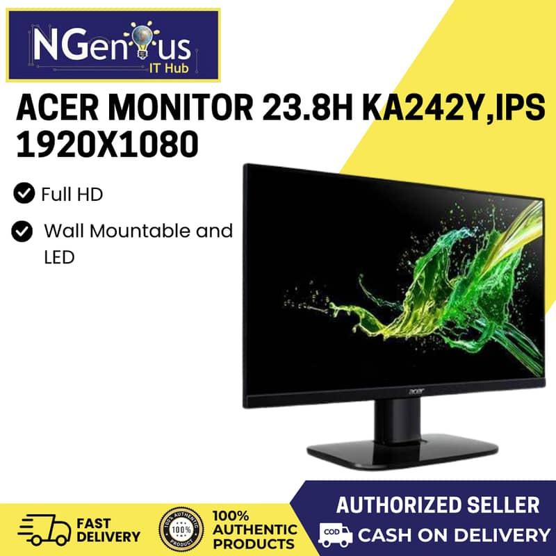 24" Inch 75Hz Borderless IPS New Monitor With Box,Full HD LED,Speaker 17