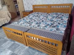 2 pure Diyar Solid wood single beds with mattress ( 03304386536)