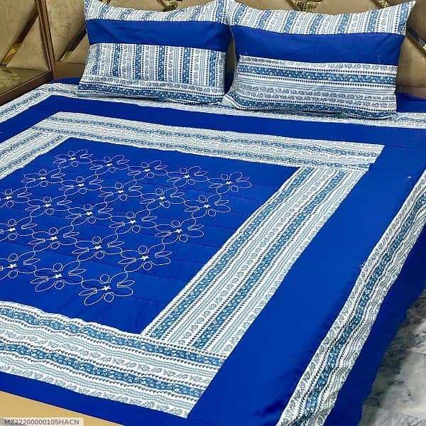 3 pcs cotton sotton printed double bedsheet 0