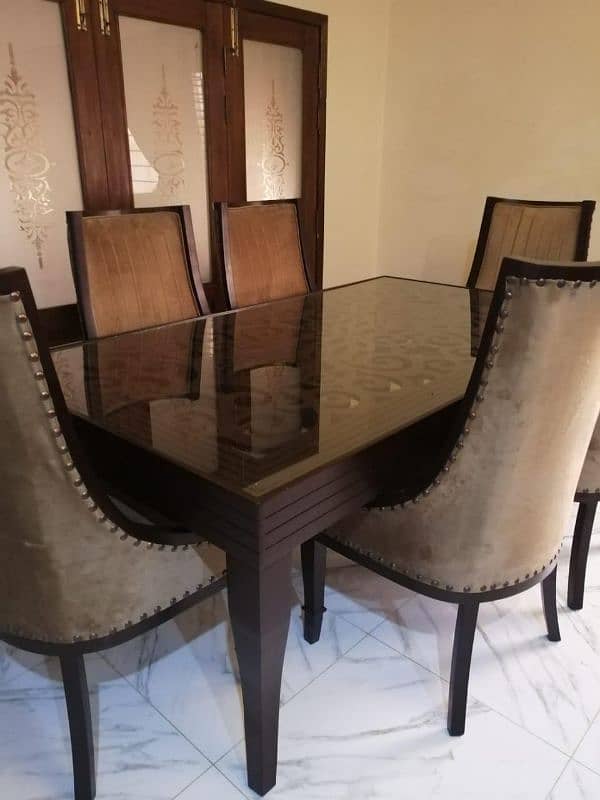 Pure wooden dining Table with 6 chairs 0