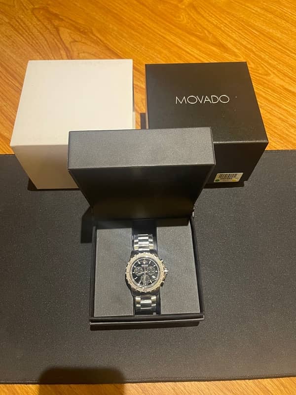 Movado Series 800 Chronograph Black Dial 100% Original BRAND NEW 3