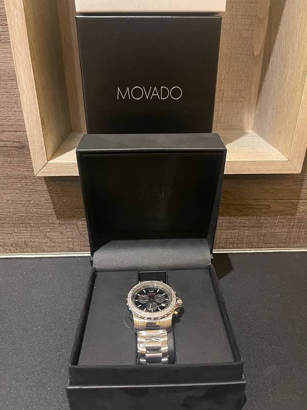 Movado Series 800 Chronograph Black Dial 100% Original BRAND NEW 6