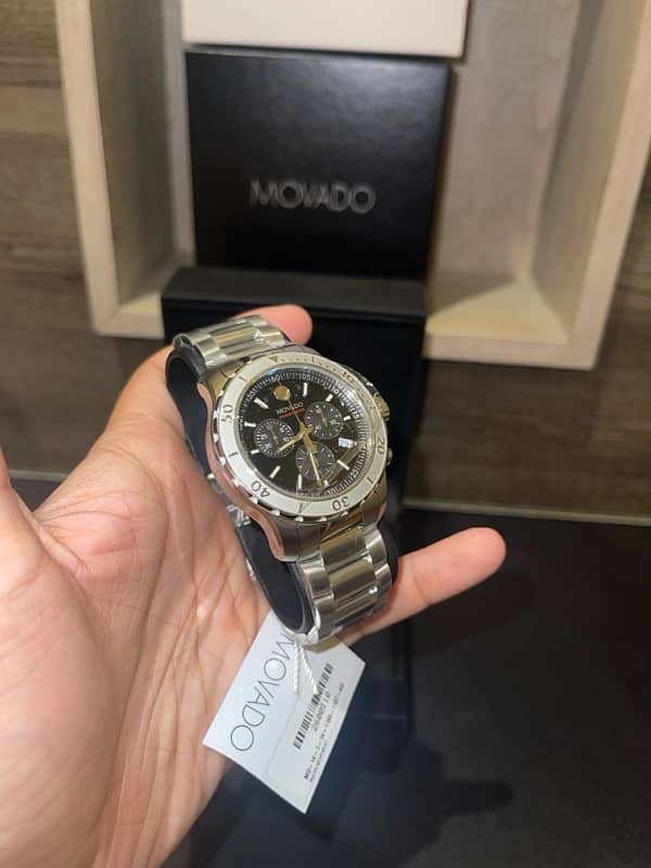 Movado Series 800 Chronograph Black Dial 100% Original BRAND NEW 8