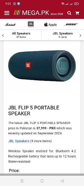 JBL original flip 5 Bluetooth speaker slightly used bought f 8