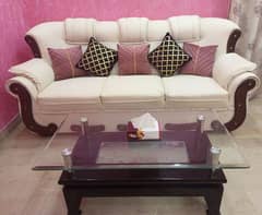 7 Seater Leather Sofa with Centre Table 0