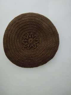 Hand-knitted Brown Peshawri Wooden Cap