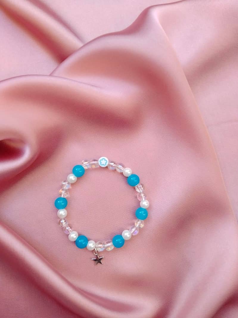 Aesthetic pink and blue matching braclets in unique style and colors 2