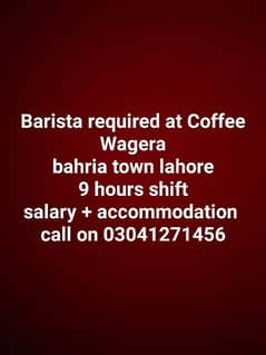 Barista Required at coffee shop