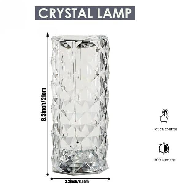 Diamond Rose Crystal Lamp 16 Color Changing ( With Remote) Touch Lamp 2