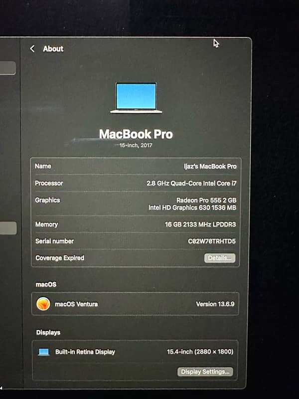 macbook pro quad core i7 16/256 15” 4