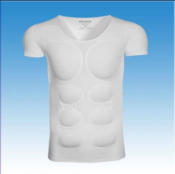 Men Muscles Shirt ABS Fake Chest Stomach 8 Pack Tops Body Shaper 0