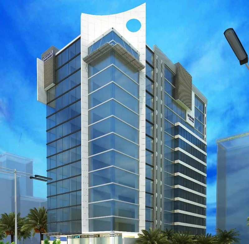 Roshan Trade Center Brand New Luxury Office For Sale 843 Square Feet Ideal Floor At Prime Location Of Shaheed E Millat Road 24 7 Operating Building 19