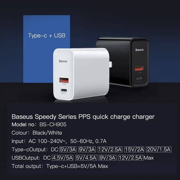 baseus pd + usb 2 porta 30watt 1