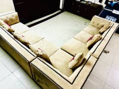 7 SEATER SOFA SET BEIGE Colour In Velvet Poshish For Sale In LAHORE