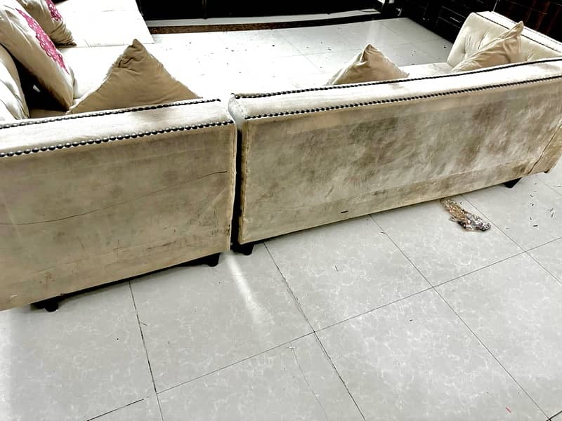 7 SEATER SOFA SET BEIGE Colour In Velvet Poshish For Sale In LAHORE 3