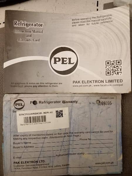 pel fridge with warranty card 9