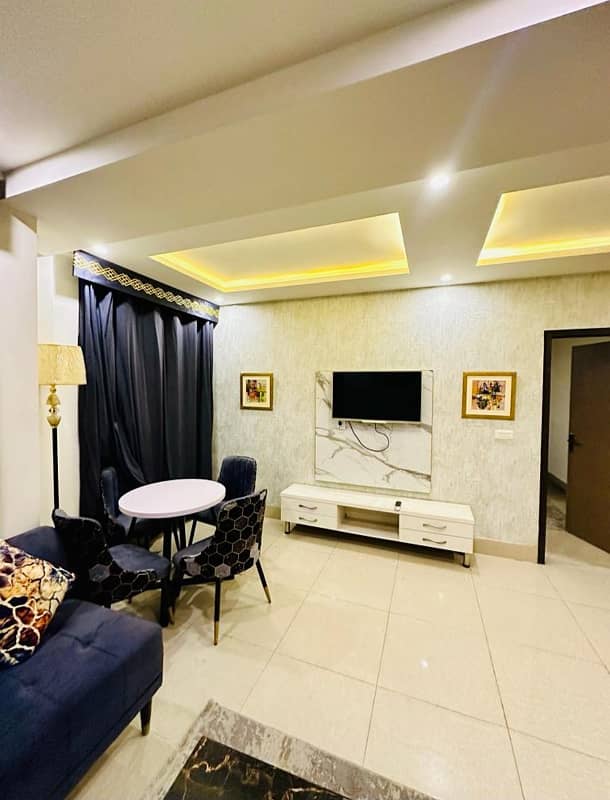 1 Bedroom VIP Full furnish flat per day available in Bahria town Lahore 13