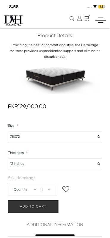 Dolce Vita Hermitage Foam Mattress 12