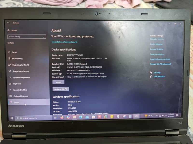 Lenovo Thinkpad T440p core i7, 8 gb ram and 256 SSD installed. 0