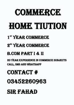 Commerce tutor available for home