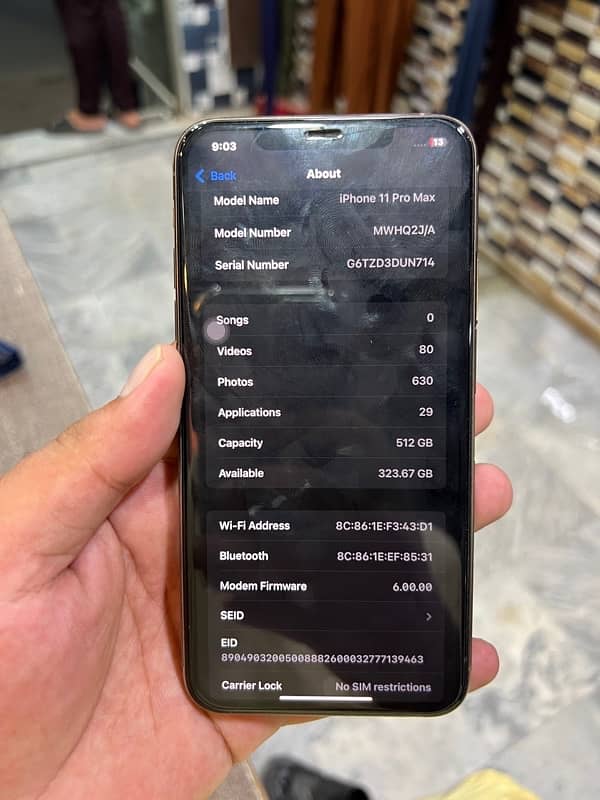 iPhone 11promax non pta fU 512 gb eSIM non active 5