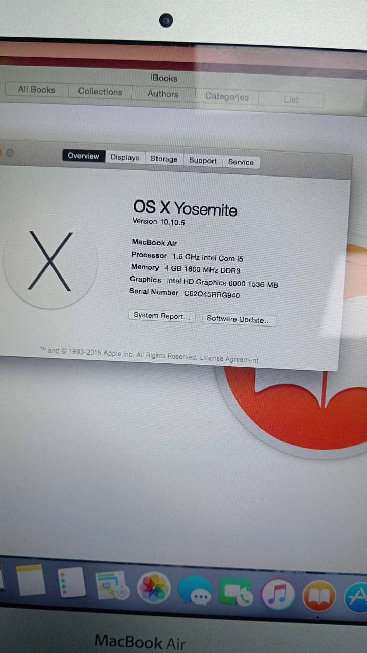 Mac Book Air 2016 13" Os X Yosemite 8th Generation 1