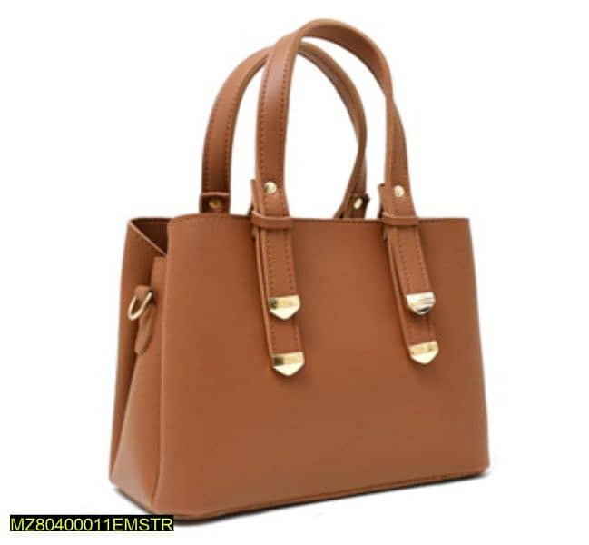 Woman's PU Leather Plain Top Handle Tote Handpag 1