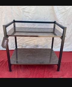 2 layer wooden oven stand rack.