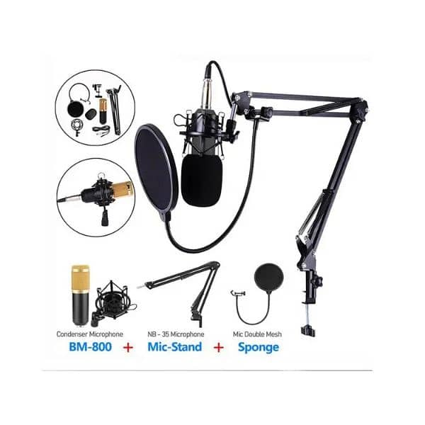 BM800+V8 Condenser Microphone Metal Body, wireless Mic / Podcast Mic 11