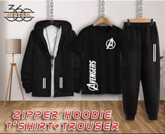 zipper hoodie shirt+trouser