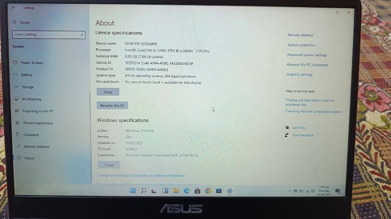 asus  i5 7gen  description prhlo phla 7