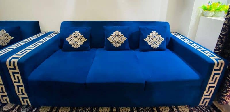 Blue Colour Sofas Set 4