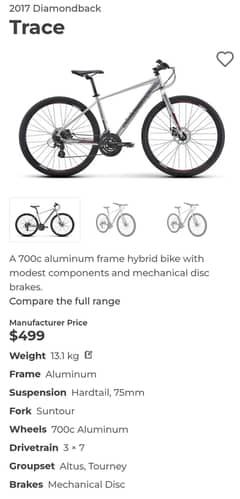 Diamondback Trace 2017 hybrid Bicycle