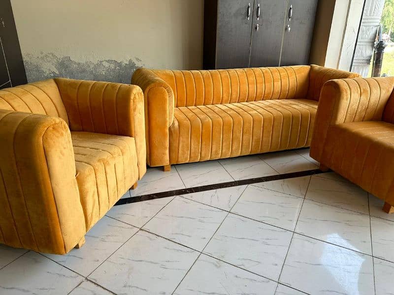 Peach Color velvet Brand New Sofa Set 1