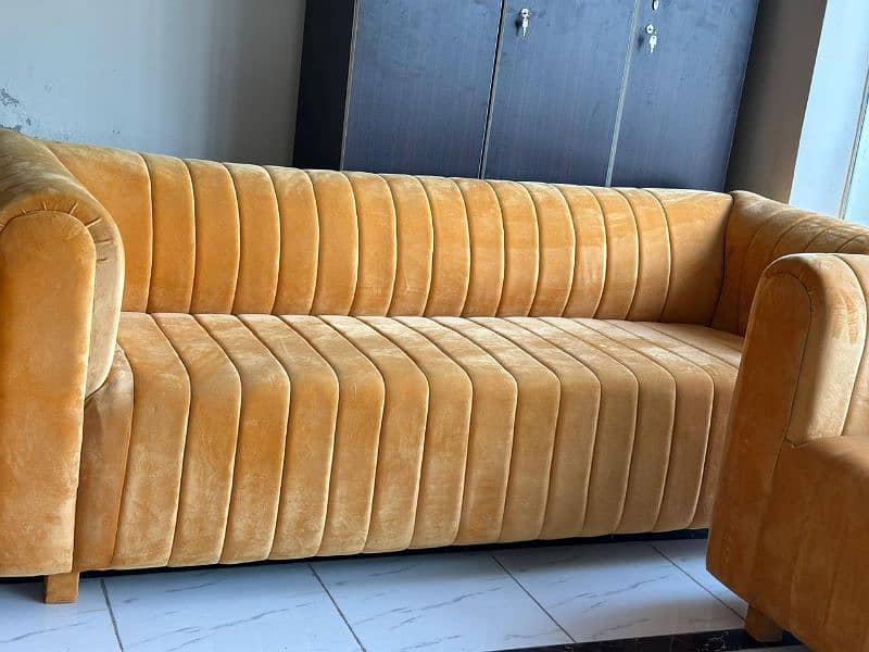 Peach Color velvet Brand New Sofa Set 3