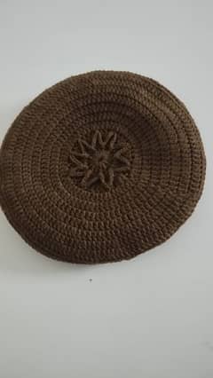 Hand-knitted Brown Peshawri Cap