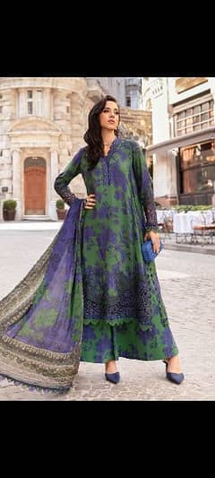 Maria. B | 3pc Digital printed karandi with patch Vol 24' 0