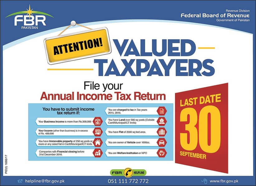 LAST DATE FILLING FBR INCOME TAX RETURN 0