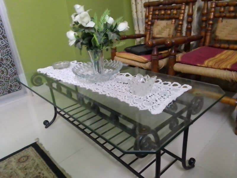 Sleek & Modern Center Table - Glass Top, Metallic Base! 2