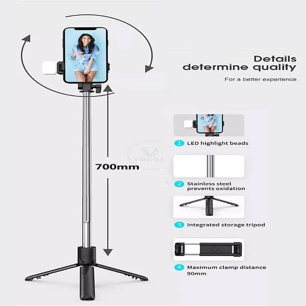 Selfie stick LED light Mini trypod  stand 4