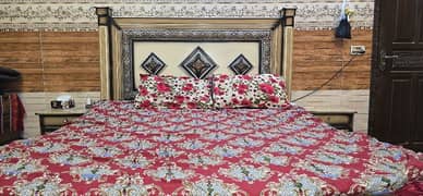 wooden bed with matress 0